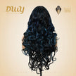 DWY 26-Inch Long Black Wavy Wig with Blue Highlights – Synthetic Heat-Resistant Curly Wig for Stylish Daily Wear and Parties HC11140-1