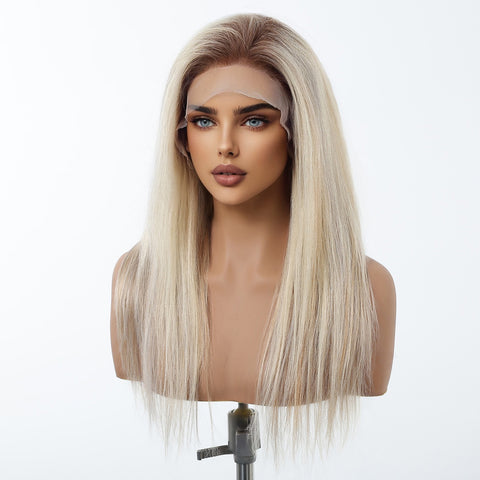 【Early Black Friday】Dwy Luxe White Blonde Straight Remy Human Hair Lace Front Wig