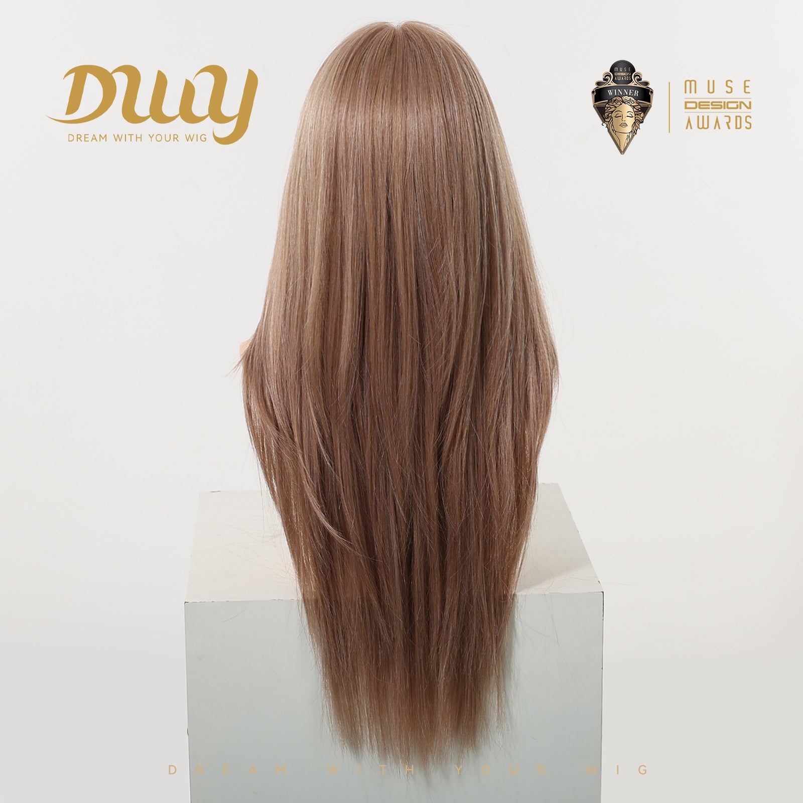 Liza PLUS- New! DWY Bionic Silk Top 26-Inch Long Vintage Y2K Layer-cut Pink Blonde Glueless Synthetic Wig with Bangs for Women High-Quality Premium Fiber Easy Wear Comfortable Fit Summer Look