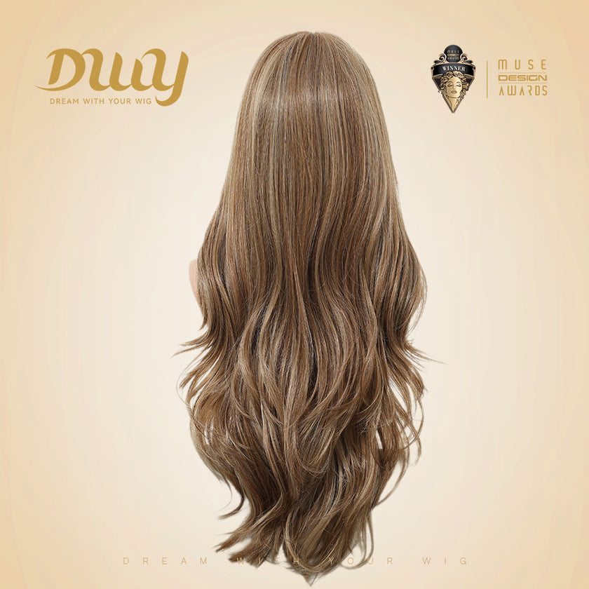 Dara C- NEW! DWY Mono Lace Front Free Part Long-Length Wavy Brown Glueless Synthetic Wig