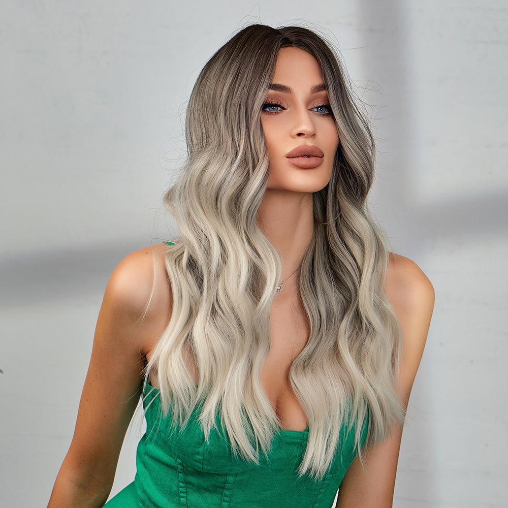 Charlotte-DWY Ombre Blonde Long Wavy Synthetic Wig