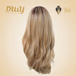 Evie-DWY Mid-Length Wavy Ombre Blonde with Bangs Glueless Synthetic Wig for Women 24 Inches
