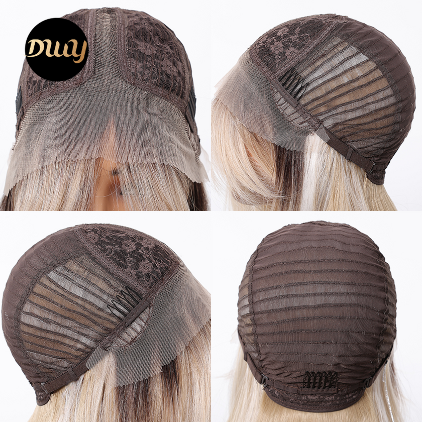 Mackenzie-DWY Blonde Synthetic Lace Front Wig Long Straight Layered Pre Plucked Glueless Wig