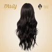 Noelle-DWY Free Part Machine Made Long Layer Wave Tea Black Glueless Synthetic Wig with Bangs for Women 26 Inches