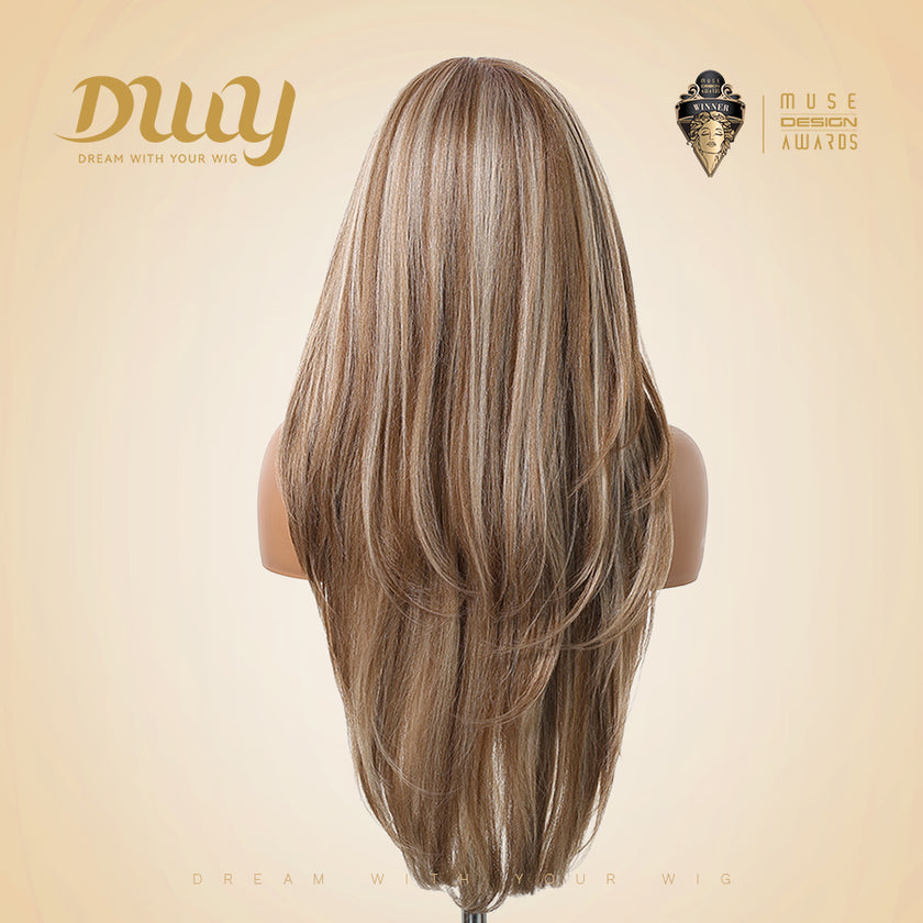 (Us Only)Joanna-DWY 13*6 Freepart Libera  Lace Brown Highlighted Layered Synthetic Wig