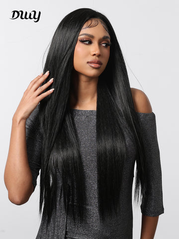 DWY-Lace Front stright Wigs Human Hair Pre Plucked 13x6 Lace Frontal Wigs Human Hair With Baby Hair Bleached Knots Virgin Glueless Human Hair Wigs for Black Women 150% Density Natural Color 30inch