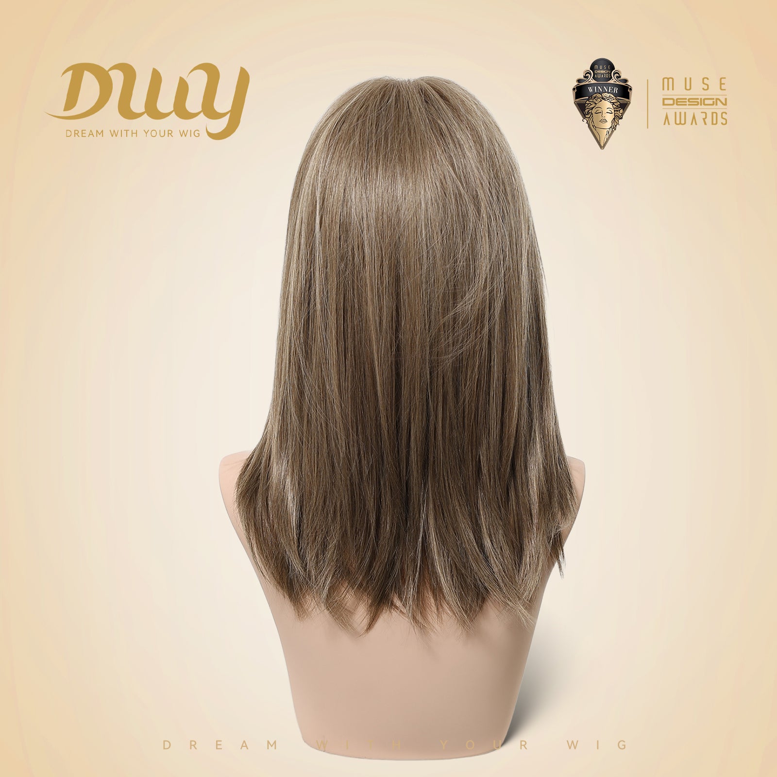 Haley C-DWY New Technology! Bionic Silk Top 16-Inch Long Wave Light Tea Brown Glueless Synthetic Wig