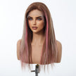 DWY Lace Human Hair Wig – Long Length Rose Gold with Pink Highlights