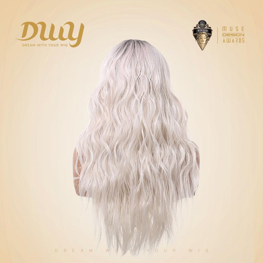 Corinna C-DWY Long Curly Blonde 13×4 Free Part Dark Roots Wig