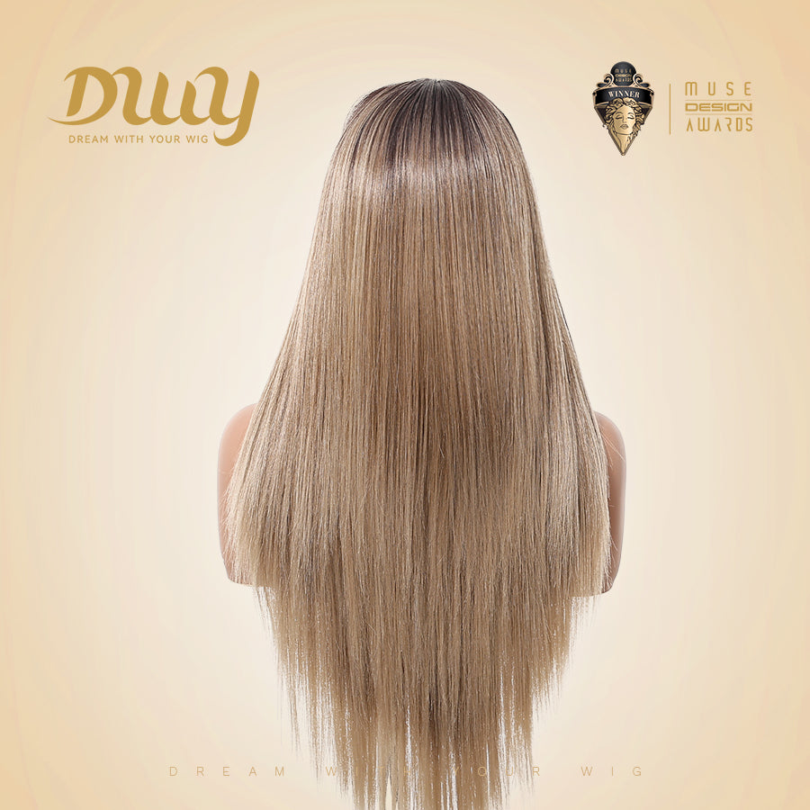 Rebecca-DWY 13×6 Lace Front Free Part Long-Length Water Wavy Blonde Gradient Glueless Synthetic Wig for Women 30 Inches
