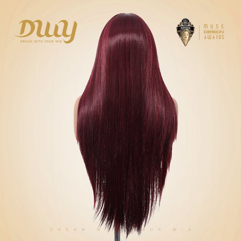 Seraphine-DWY Filter Lace 28-Inch Silky Straight Burgundy Lace Front Wig – 13x6 Free Part