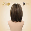 Jean plus -DWY【Gen 2 Large Realistic Scalp】Short Straight Brown with Blonde Highlights Glueless Synthetic Wig with Bangs