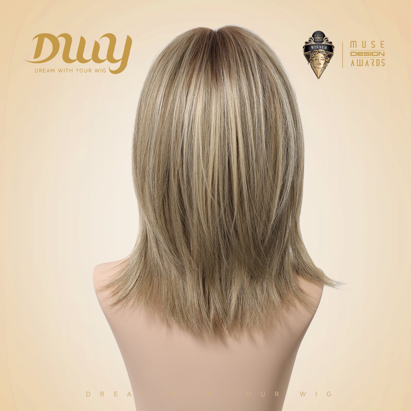 Faith C-DWY New Technology! Bionic Silk Top 14-Inch Long Wave Brown  Blonde Glueless Synthetic Wig