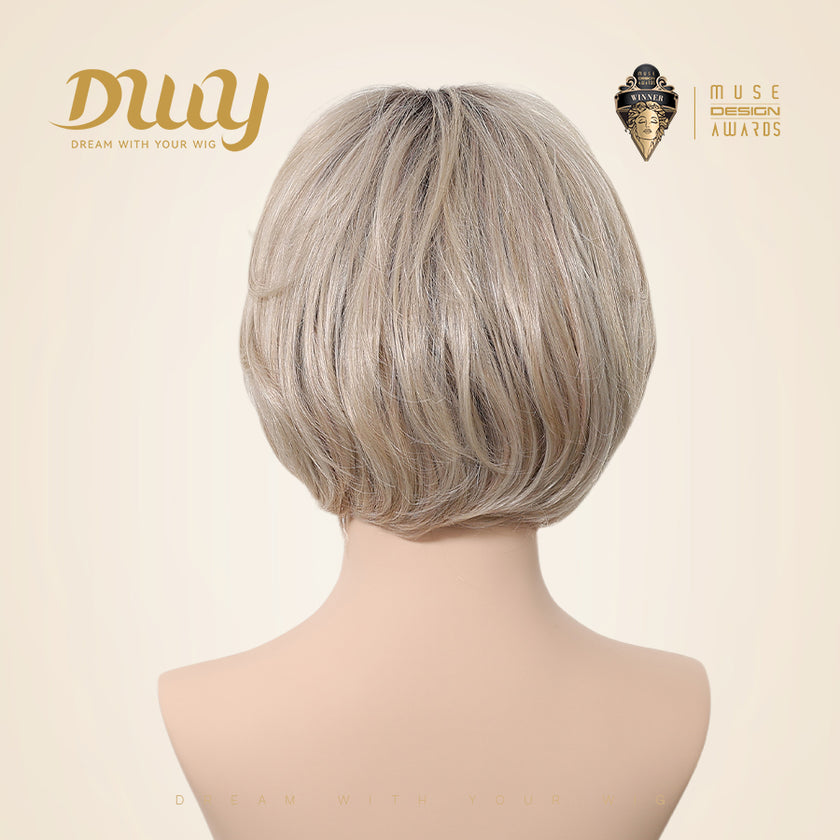 Summer-DWY Mono Lace Front Free Part Short Blonde Curly Bob Glueless Synthetic Wig for Women 10 Inches