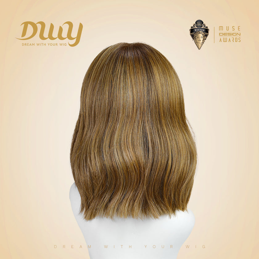 Nia- DWY Mono SkinWeft Free Part Short Curly Caramel Glueless Synthetic Wig