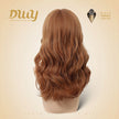 Rina-DWY Machine Made Mid-length Wavy Hairstyle Auburn with Blunt Bangs Glueless Synthetic Wig for Women 18 Inches