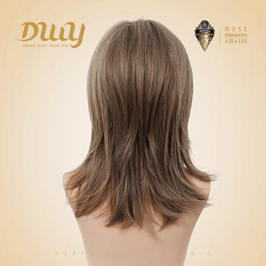 Maris -DWY Mid-Length Wolf-Cut Line Brown Glueless Synthetic Wig for Women 16 Inches Natural Hairline