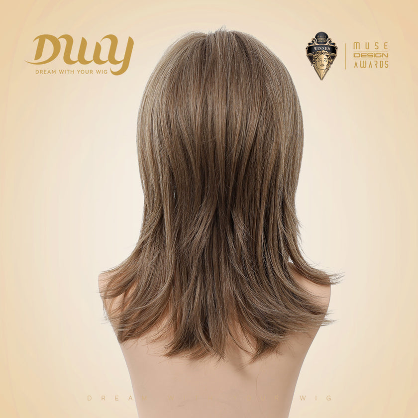 Maris -DWY Mid-Length Wolf-Cut Line Brown Glueless Synthetic Wig for Women 16 Inches Natural Hairline