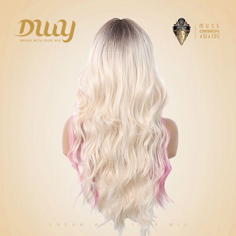 Krista-DWY Water Wave with Highlights Colorful Glueless Synthetic Wig