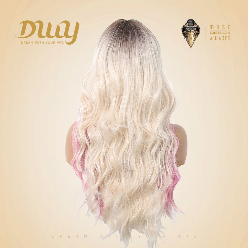 Krista-DWY Water Wave with Highlights Colorful Glueless Synthetic Wig