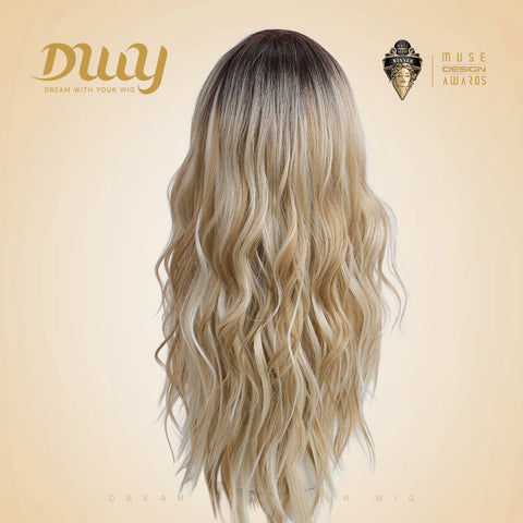 Mia-DWY Mono Lace Front Free Part Rooted Blonde Long Curly Synthetic Wig