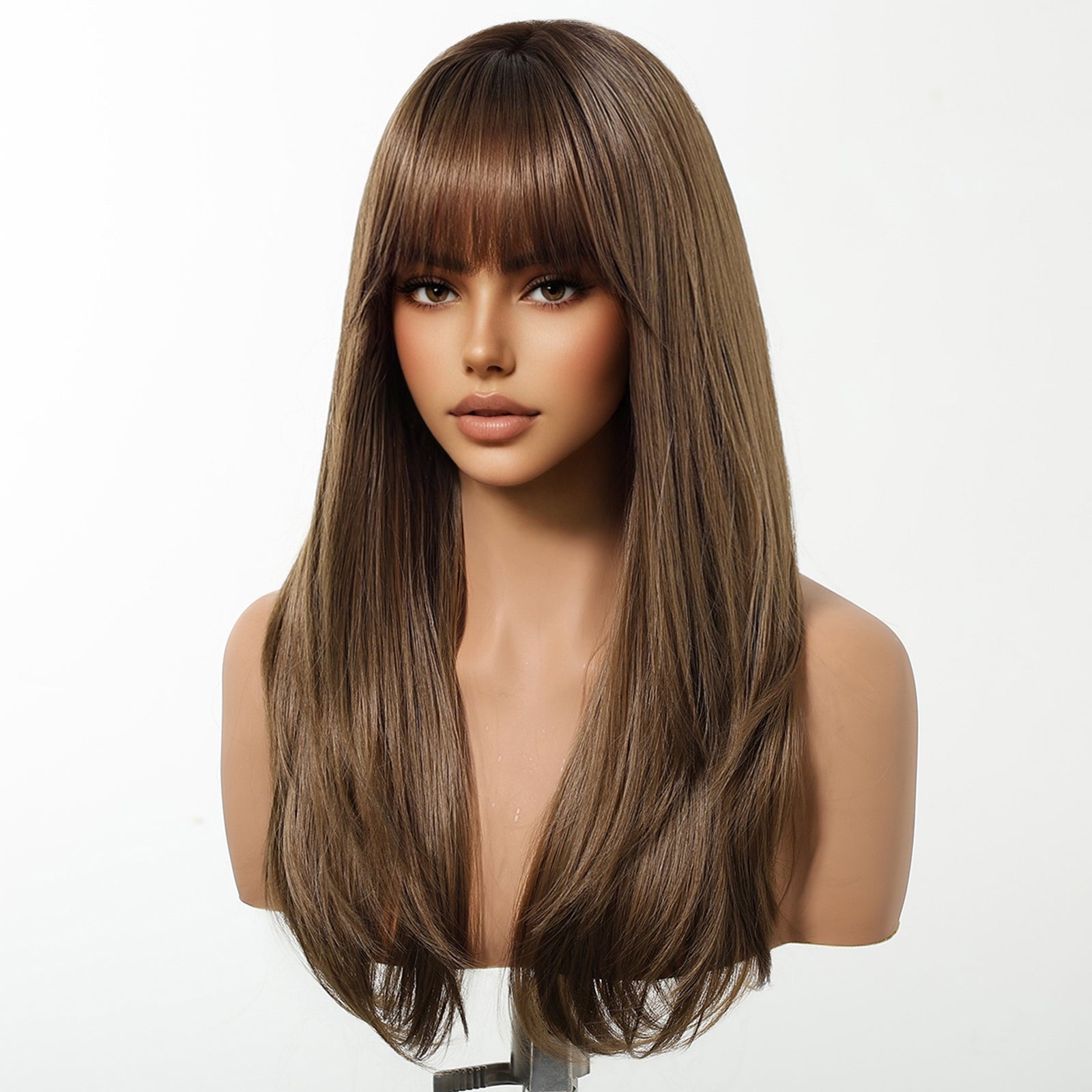 [LIMITED CLEARANCE]  DWY Machine Made Brown Straight Realistic Cute Hair Glueless Synthetic Wig for Women 24 Inches Pixie Cut Wigs Shaggy Wig Deep Wavy Wigs Deep Wave Wigs