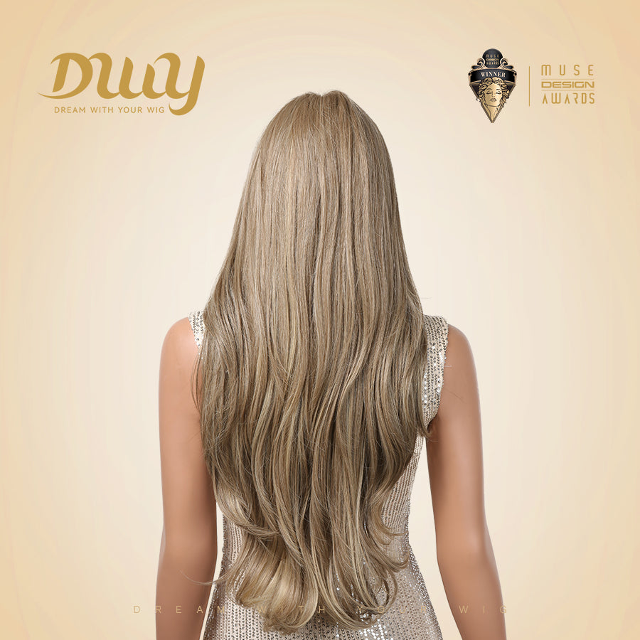 Xavia-DWY Lace Front Middle Part Long Blonde Wavy Glueless Synthetic Wig