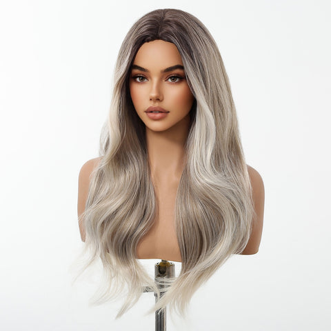 【Early Black Friday】DWY Ash Blonde Middle Part Synthetic Wig - Chic & Versatile Elegance