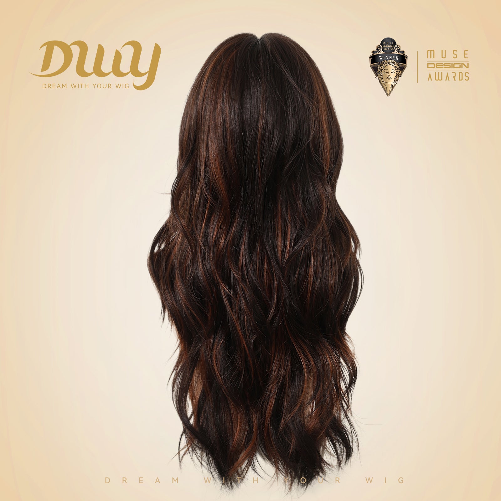 Kiya C-DWY New Technology! Bionic Silk Top Sunkiss Highlights Brown 24-Inch Long Wave Glueless Synthetic Wig