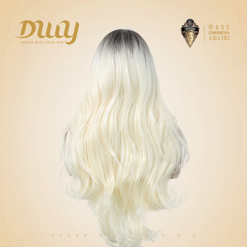 Scarlett H -DWY Lace Front Middle Part Long Body Wavy Blonde Ombre Glueless Synthetic Wig