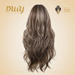 Apricot -DWY New Technology! Bionic Silk Top 24-Inch Long Wave Cowboy Copper Glueless Synthetic Wig with Bangs for Women High-Quality Premium Fiber Easy Wear Comfortable Fit