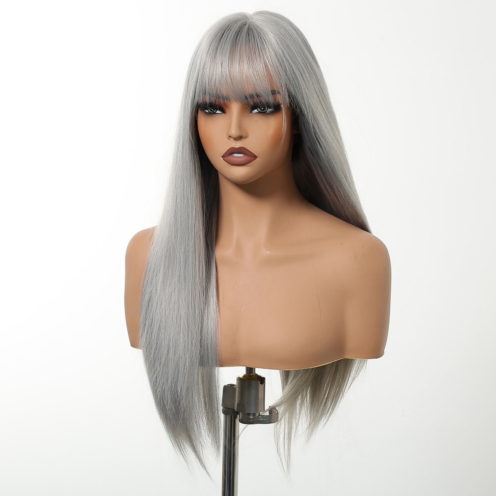 Skylar-DWY Long Straight Sliver Synthetic Wigs With Bangs