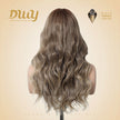 Isabella-DWY Lace Front T-Part Ombre Flax Brown Blonde Curly Synthetic Wig
