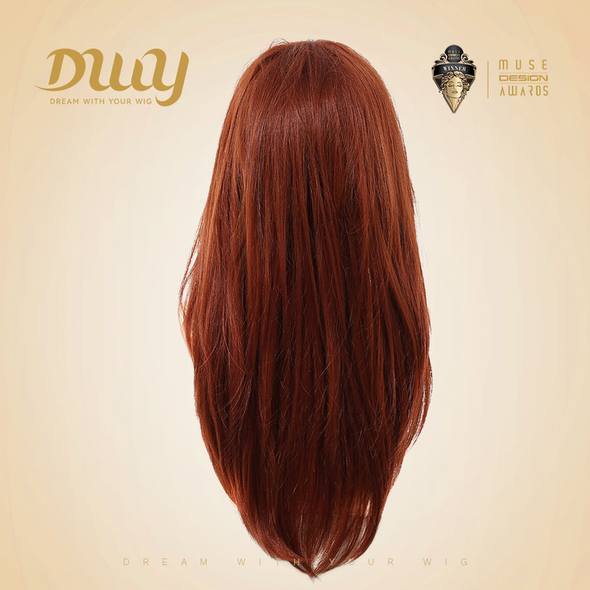 Una - DWY 13×4 Lace Front Free Part Long-Length Layer-cut Copper Glueless Synthetic Wig