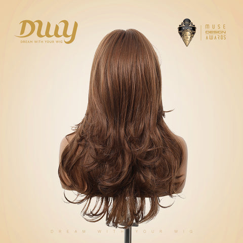 Tansy-DWY Machine Made Light Brown Long Wavy Glueless Synthetic Wig