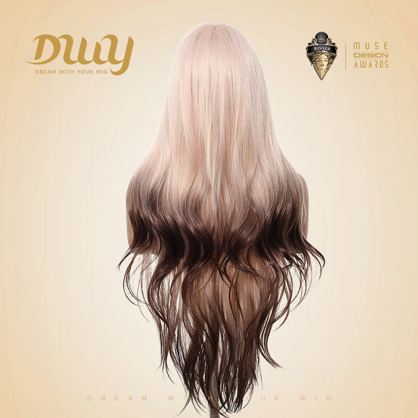 Nyssa-DWY Mirascalp Wave Pink Gradient Brown with Bangs Glueless Synthetic Wig