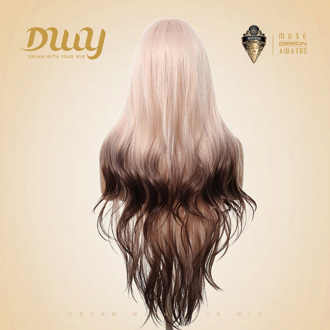 Nyssa-DWY Mirascalp Wave Pink Gradient Brown with Bangs Glueless Synthetic Wig