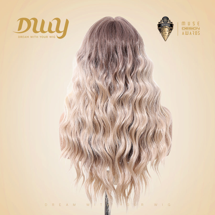 Zoey-DWY Lace Front T-Part Ombre Blonde Long Wavy Synthetic Wig