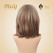 Cici-DWY MiraScalp Short-length Bob Hair Light Brown with Blonde Highlights Glueless Synthetic Wig
