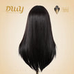 Katie-DWY Long-length Sliky Stright Black with Bangs Glueless Synthetic Wig
