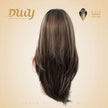 Amaris C-New! DWY 13×4 Lace Front Free Part Long-Length Straight Brown with Blonde Highlights Beautiful Layer Glueless Synthetic Wig for Women 24 Inches