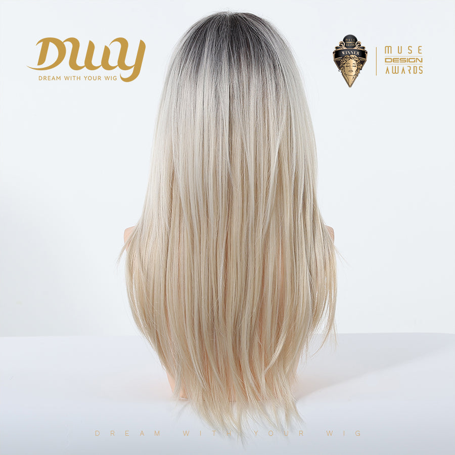 Orange-DWY 24-Inch MiraScalp Long-Length Straight Layer-Cuts Wig