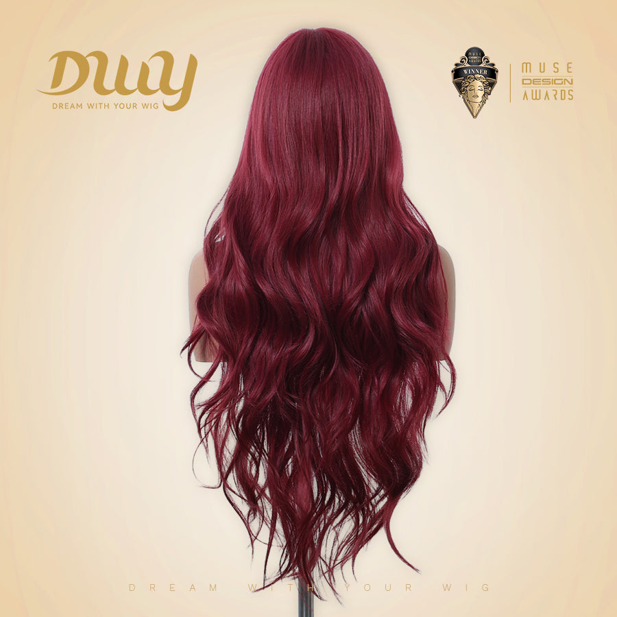 DWY 26-Inch Wine Red Curly Wig - Bold Burgundy Glam