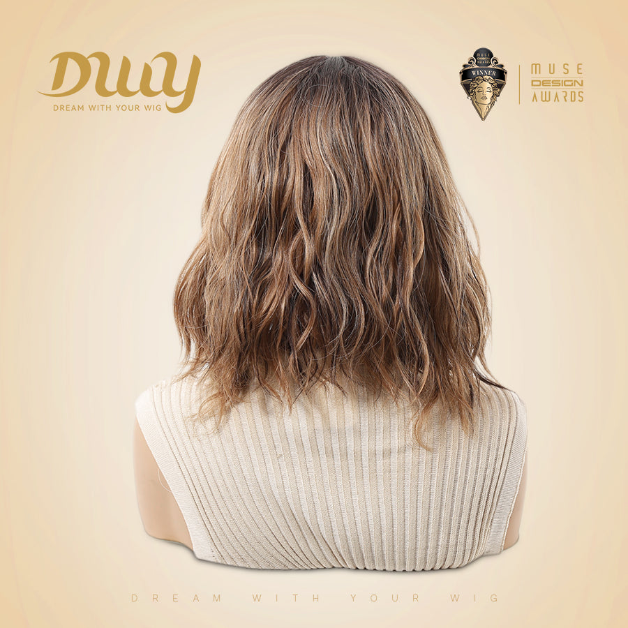 Rae-DWY T-Part Lace Front Shoulder Length Ombre Brown Bob Glueless Synthetic Wig