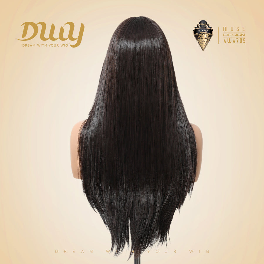 Elaine-DWY Lace Front Long Natural Black Middle Part Glueless Synthetic Wig