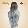 Celeste-DWY Free Part Lace Front 13×6 Ombre Light Blue Brown Wavy Synthetic Wig
