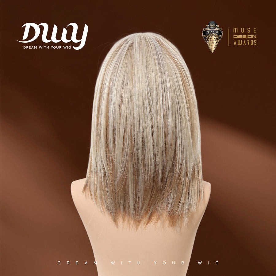 Magnolia-DWY MiraScalp 14-Inch Short Platinum Blonde Bob Wig