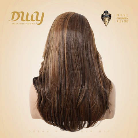 Elsie- DWY C Part Lace Front Long Ginger Brown with Golden Highlight Glueless Synthetic Wig