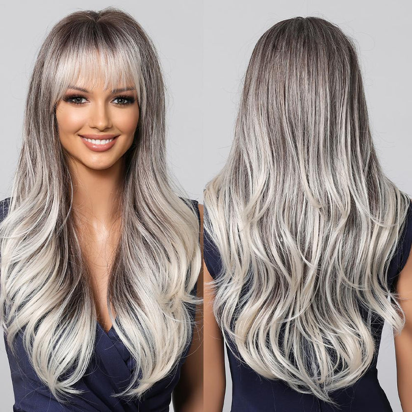 DWY Curly With Dark Roots Ombre Synthetic Wig