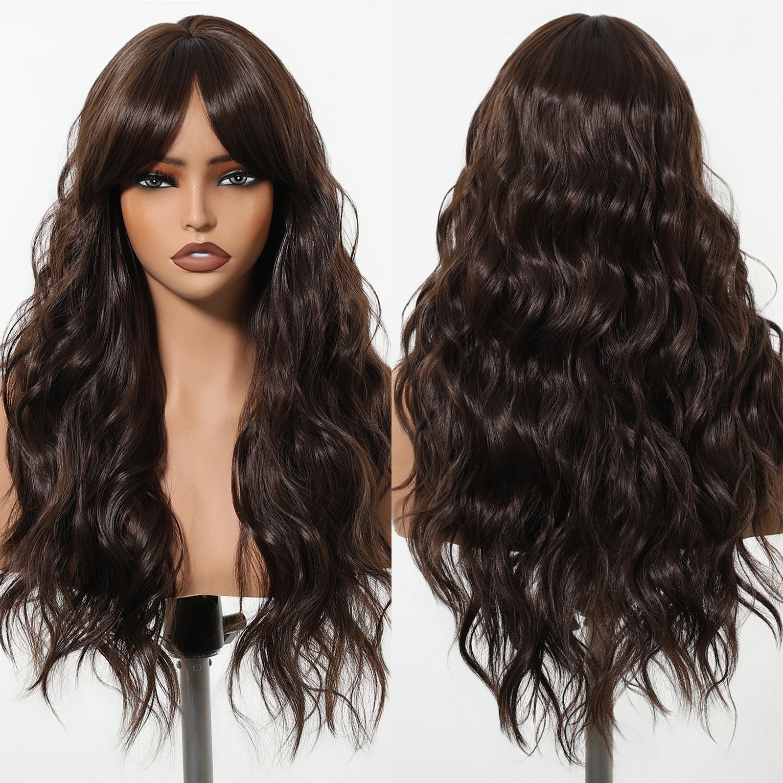 Eireen-DWYLong Brown Curly Glueless Synthetic Wig